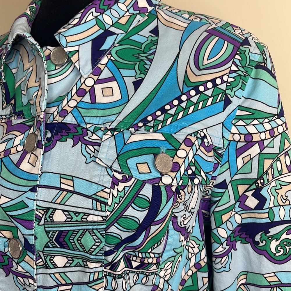 Chico’s Size 2 Fun Patterned Jacket/Blazer. Metal… - image 3